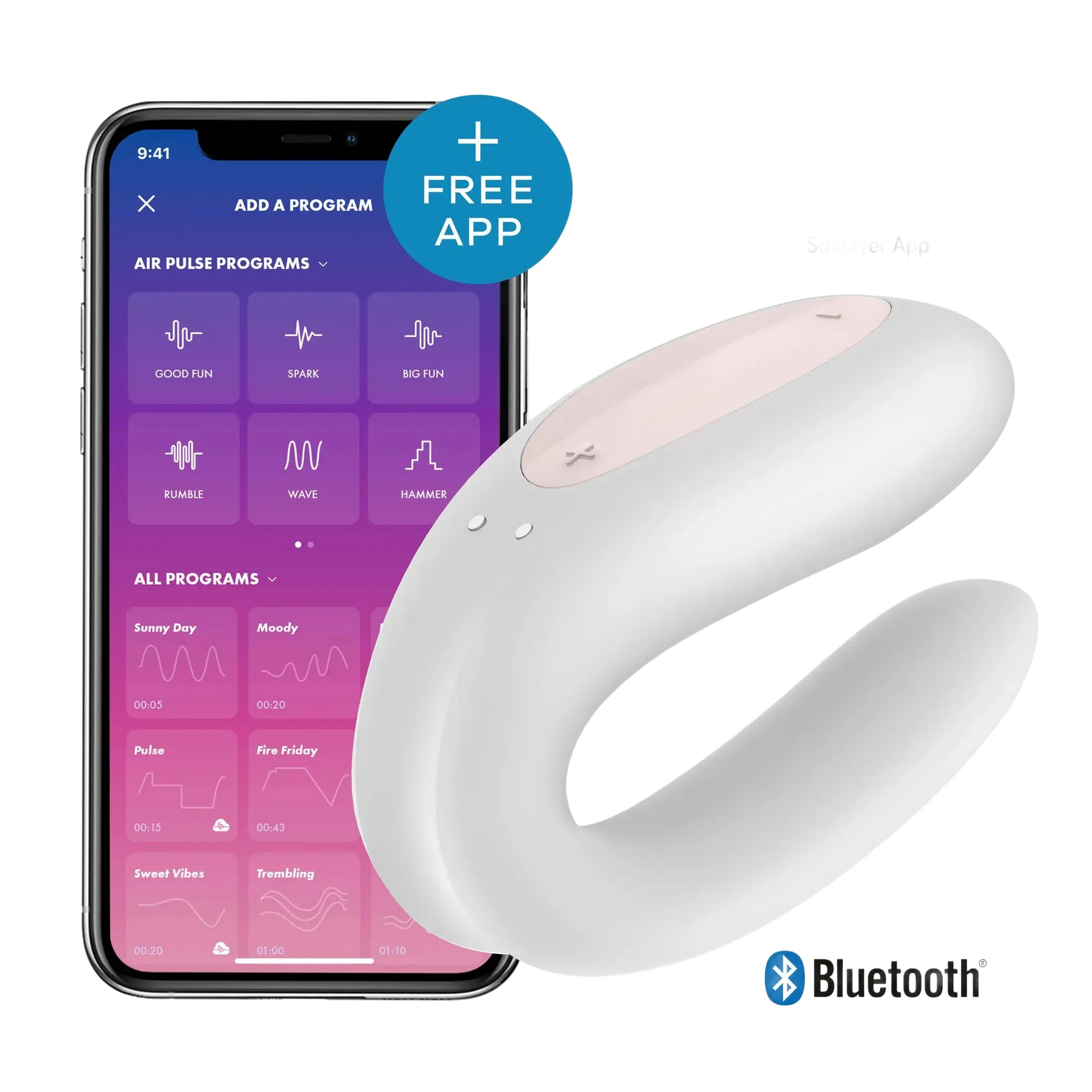 SATISFYER DOUBLE JOY WHITE W/ APP (NET) Satisfyer