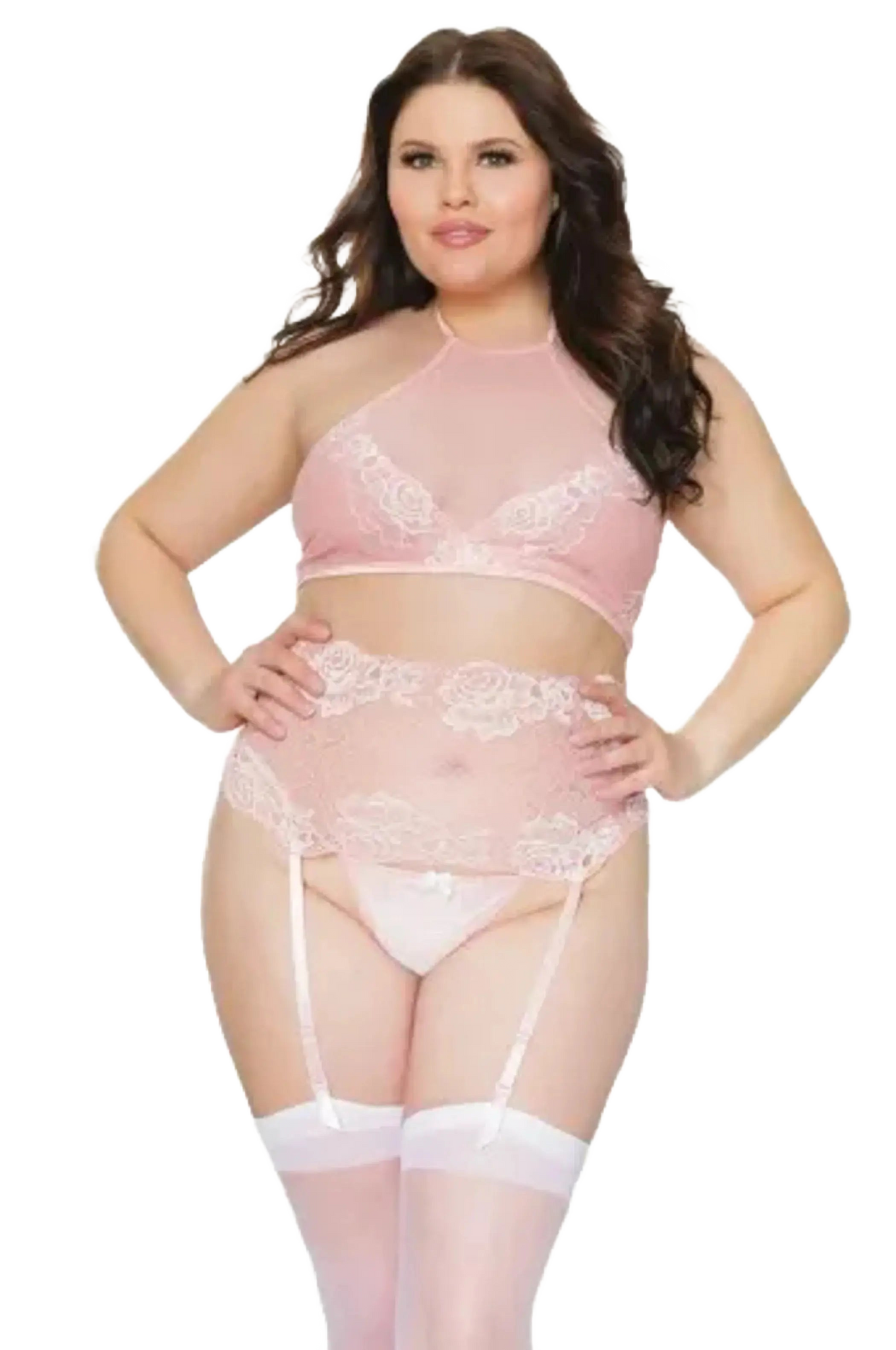 Coquette Diva Crop Halter Top Waist Cincher & Crotchless G-String Coquette