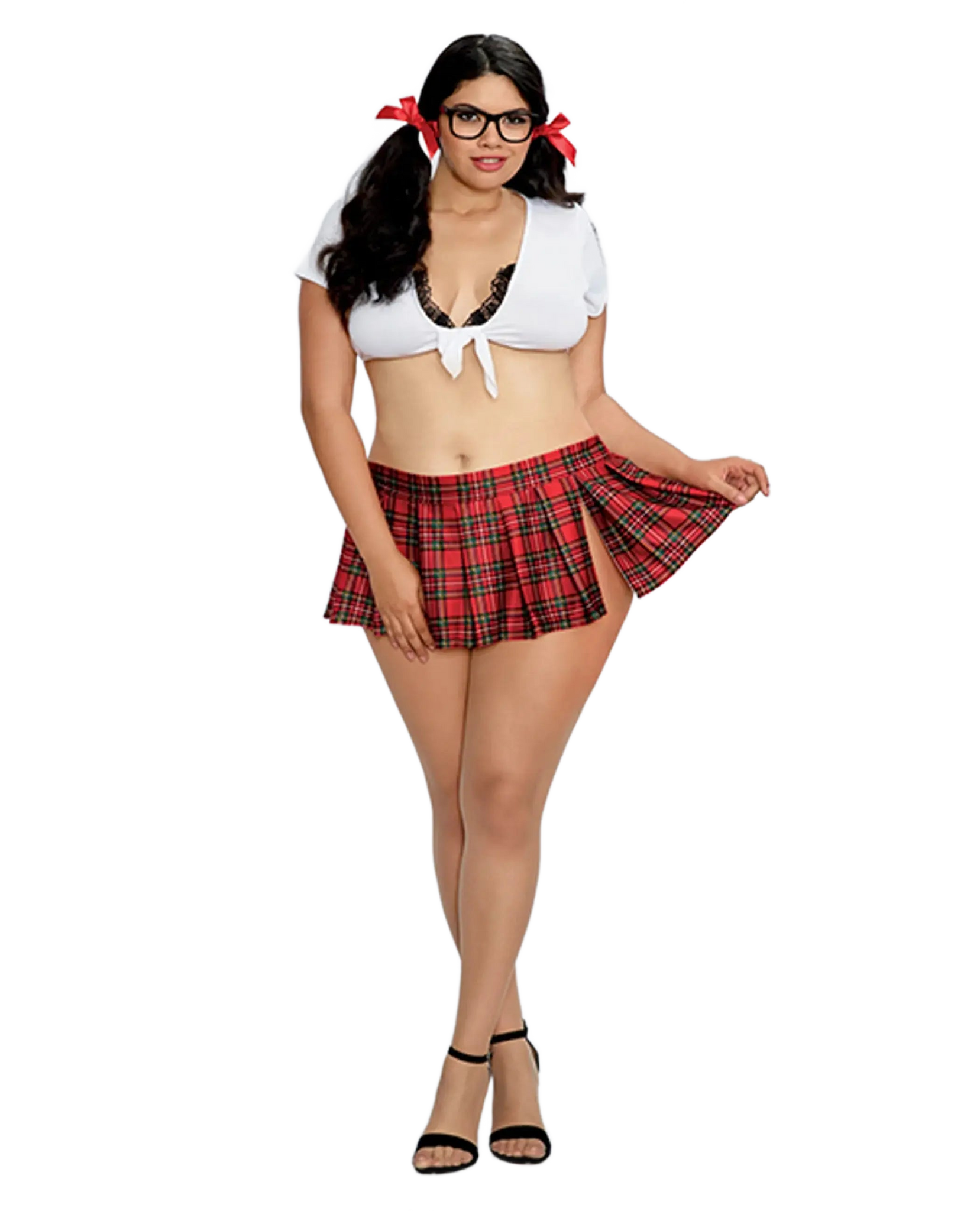 HOMEROOM HOTTIE WHITE RED QUEEN SIZE Dream Girl Lingerie