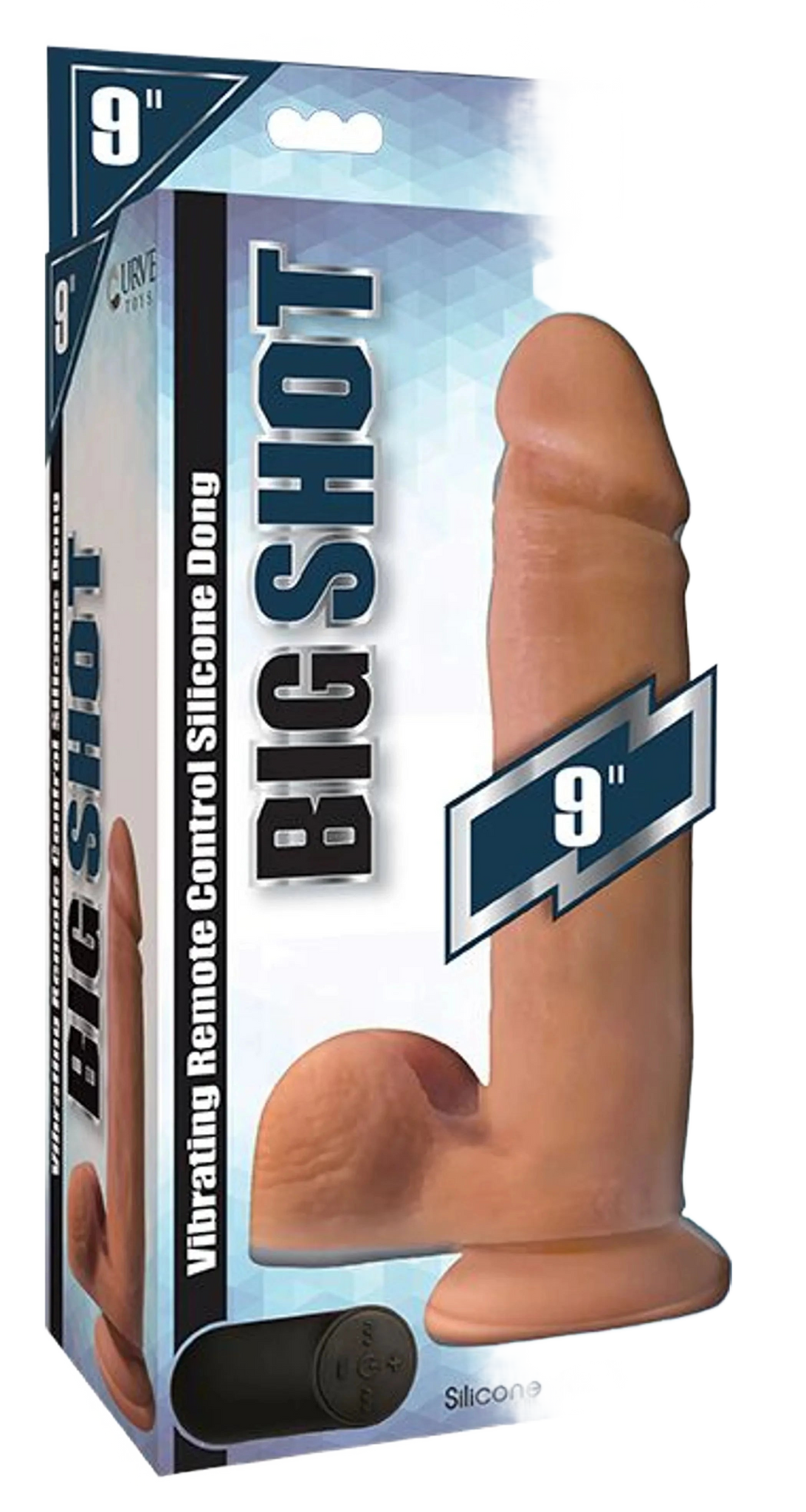 BIG SHOT 9 IN VIBRATING REMOTE CONTROL SILICONE DONG W/ BALLS VANILLA CURVE NOVELTIES