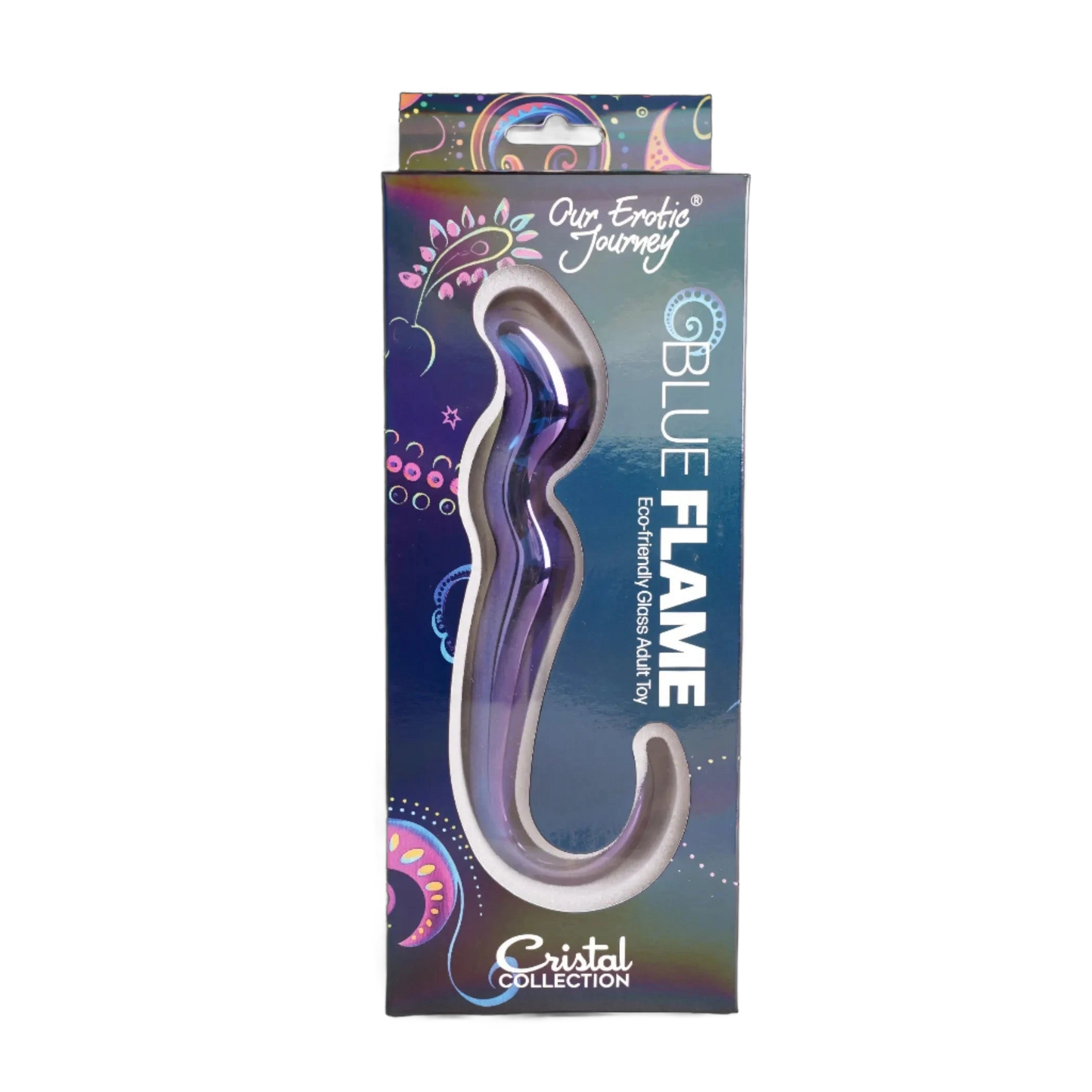 Blue Flame Color Curved Glass Dildo OEJ