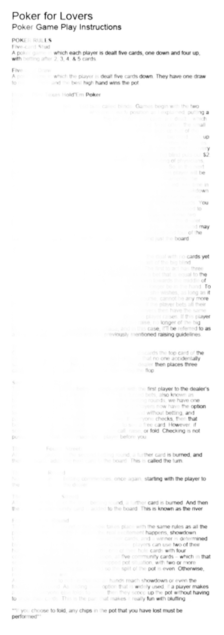 SPECIAL EDITION POKER FOR LOVERS Little Genie