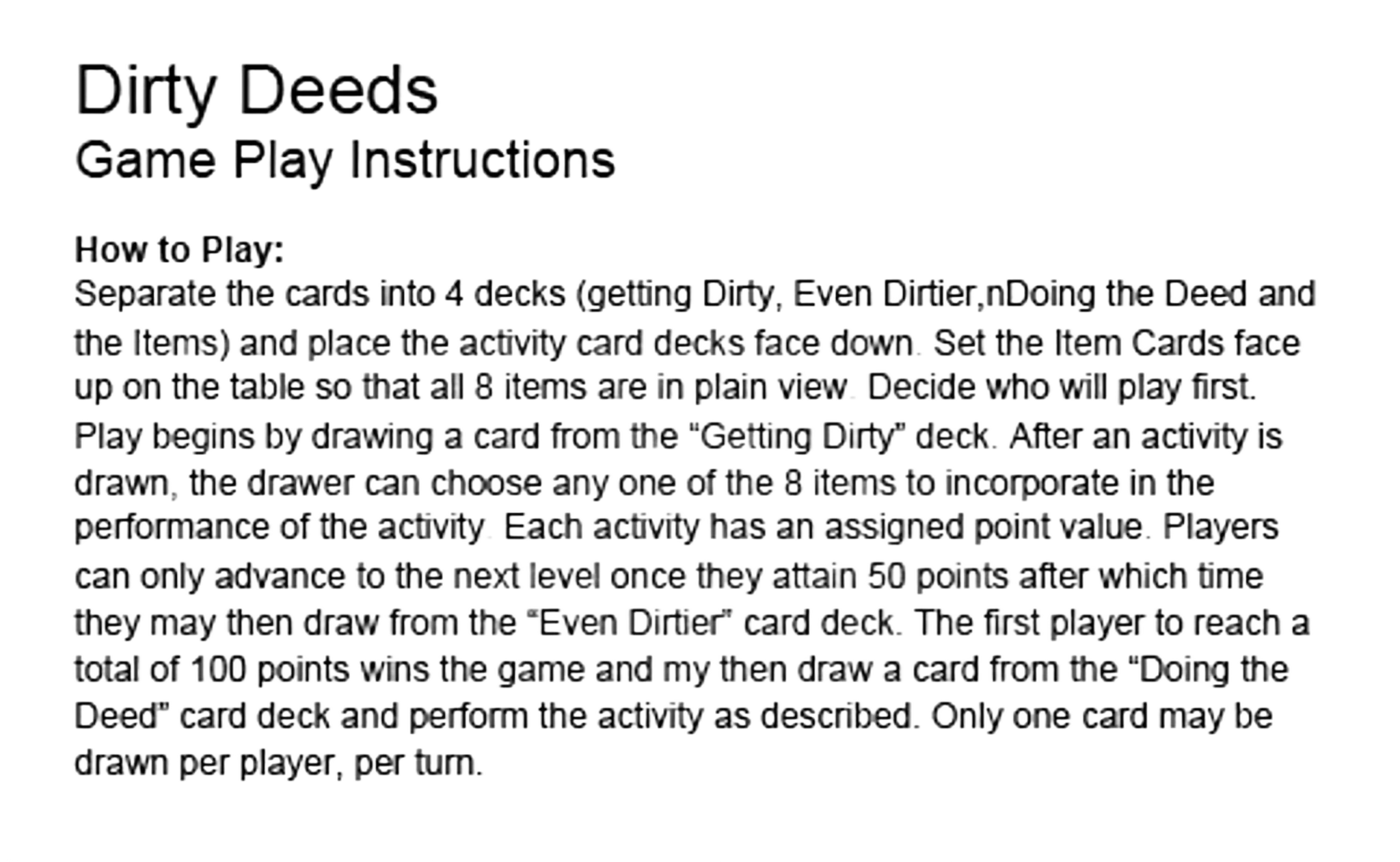 DIRTY DEEDS GAME Little Genie