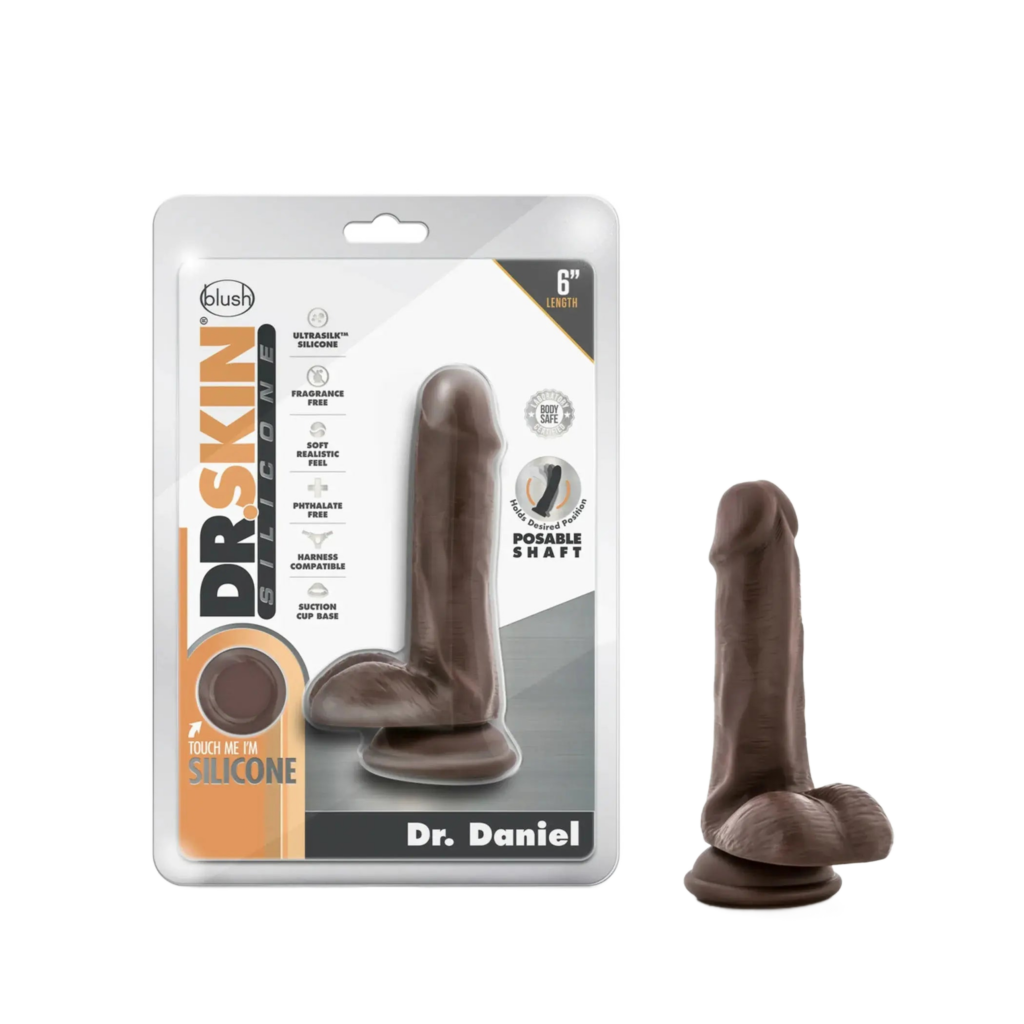 DR SKIN SILICONE DR DANIEL 6IN DILDO CHOCOLATE Blush Novelties