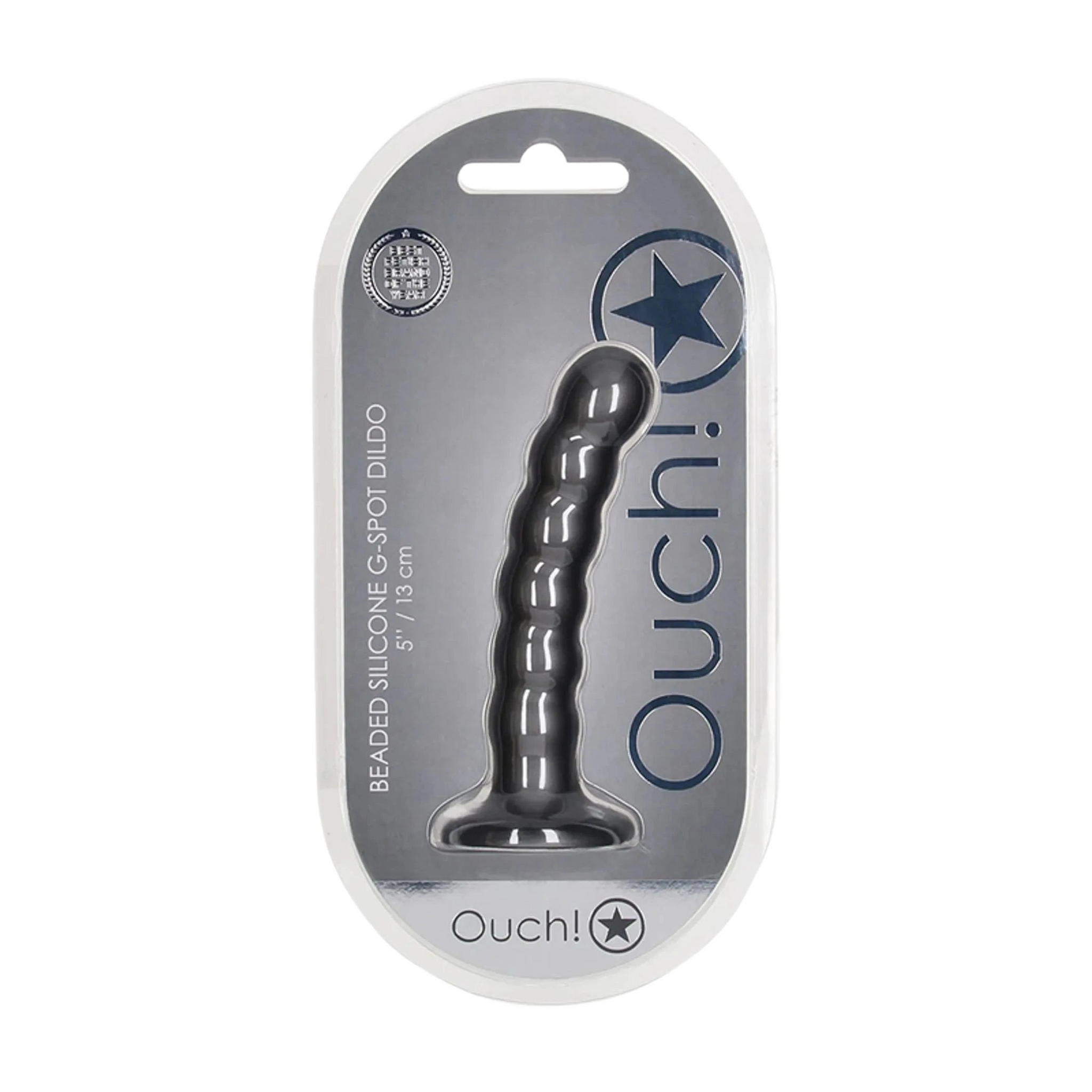 OUCH! BEADED SILICONE G-SPOT DILDO 5 IN GUNMETAL SHOTS AMERICA