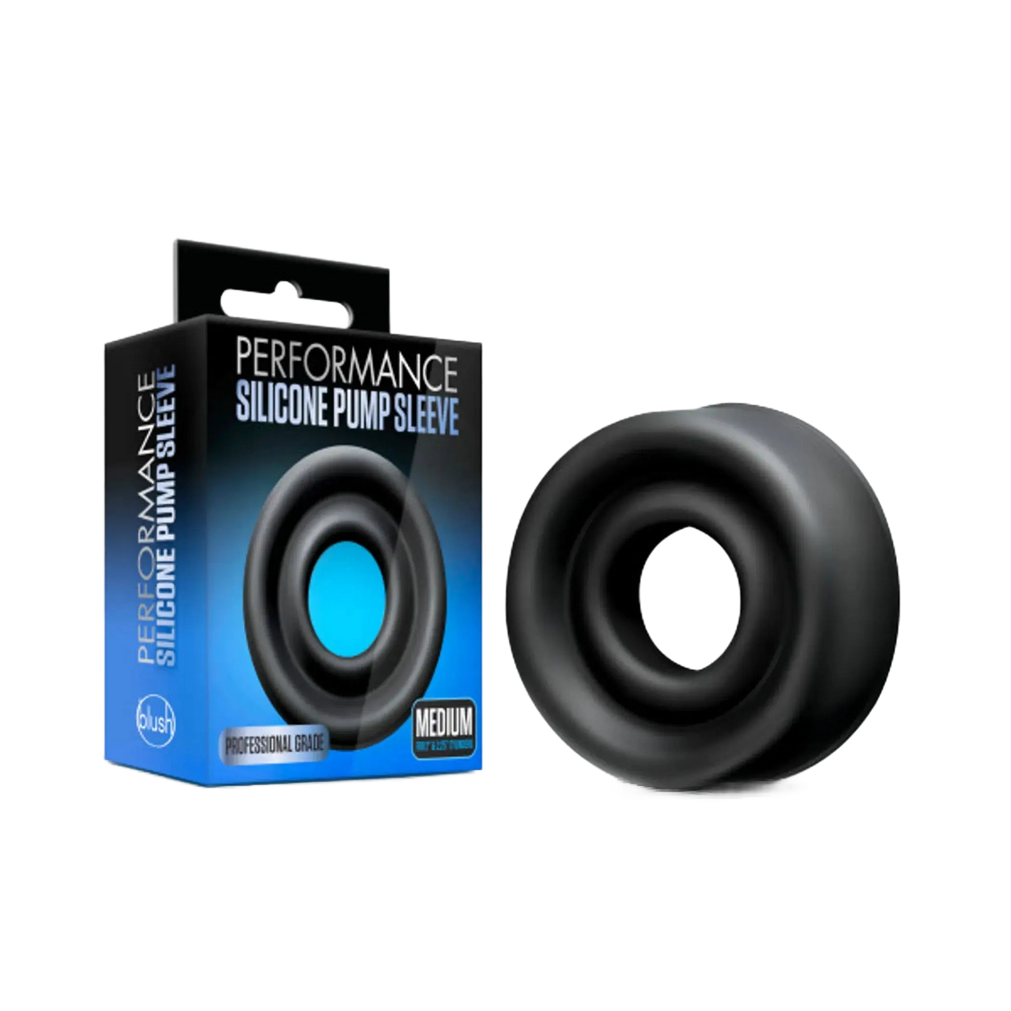 PERFORMANCE SILICONE PUMP SLEEVE MEDIUM BLACK Blush Novelties