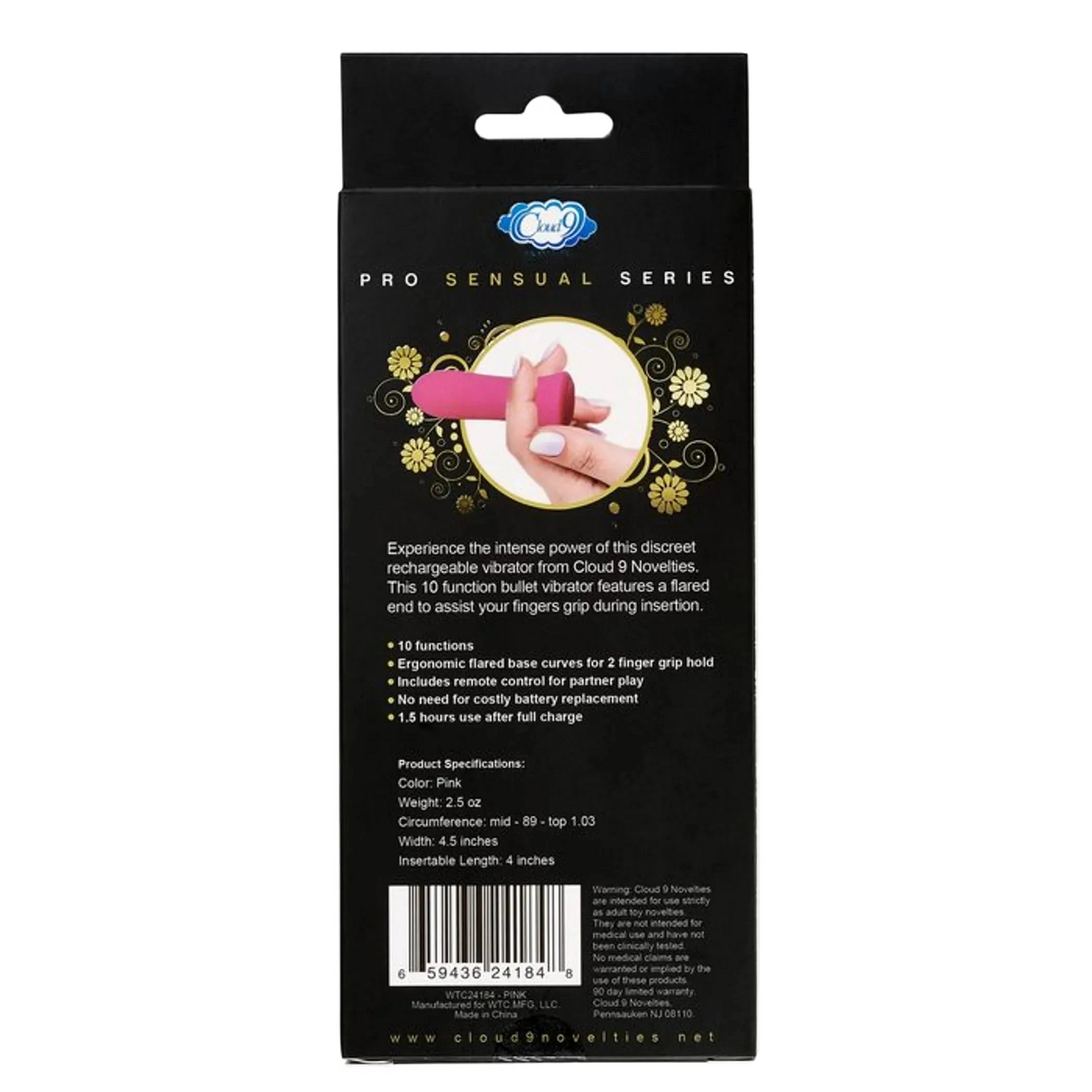 PRO SENSUAL POWER TOUCH BULLET W/ REMOTE CONTROL PINK Cloud 9 Novelties