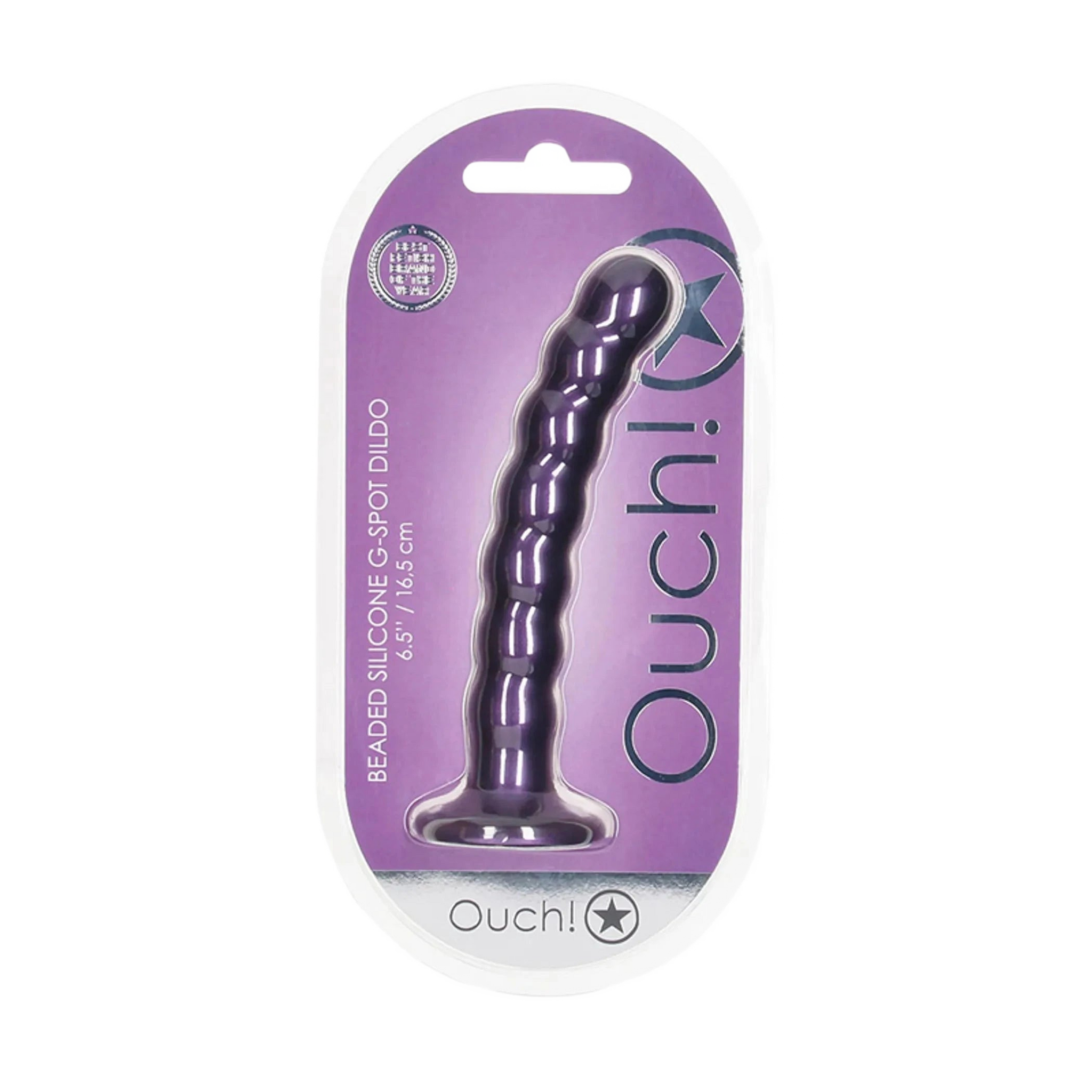 OUCH! BEADED SILICONE G-SPOT DILDO 6.5 IN METALLIC PURPLE SHOTS AMERICA