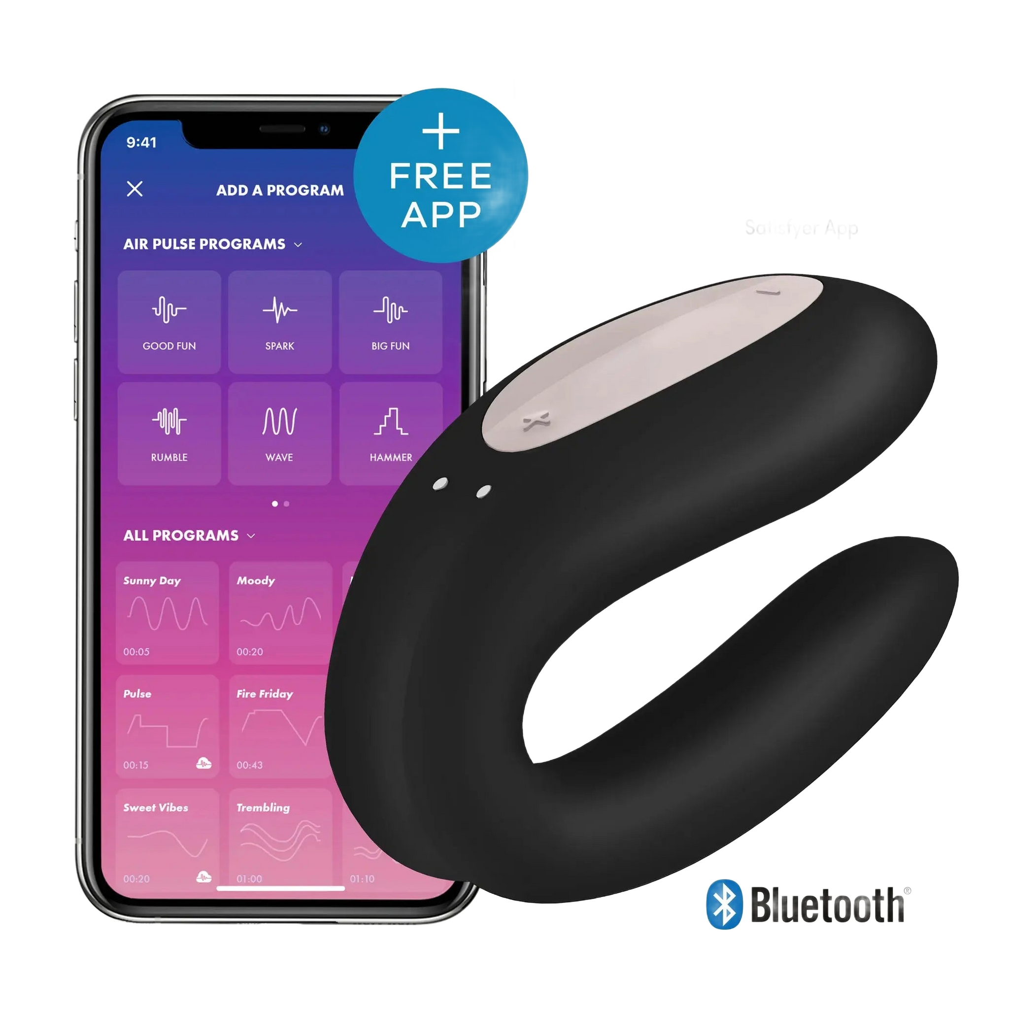 SATISFYER DOUBLE JOY BLACK W/ APP (NET) Satisfyer