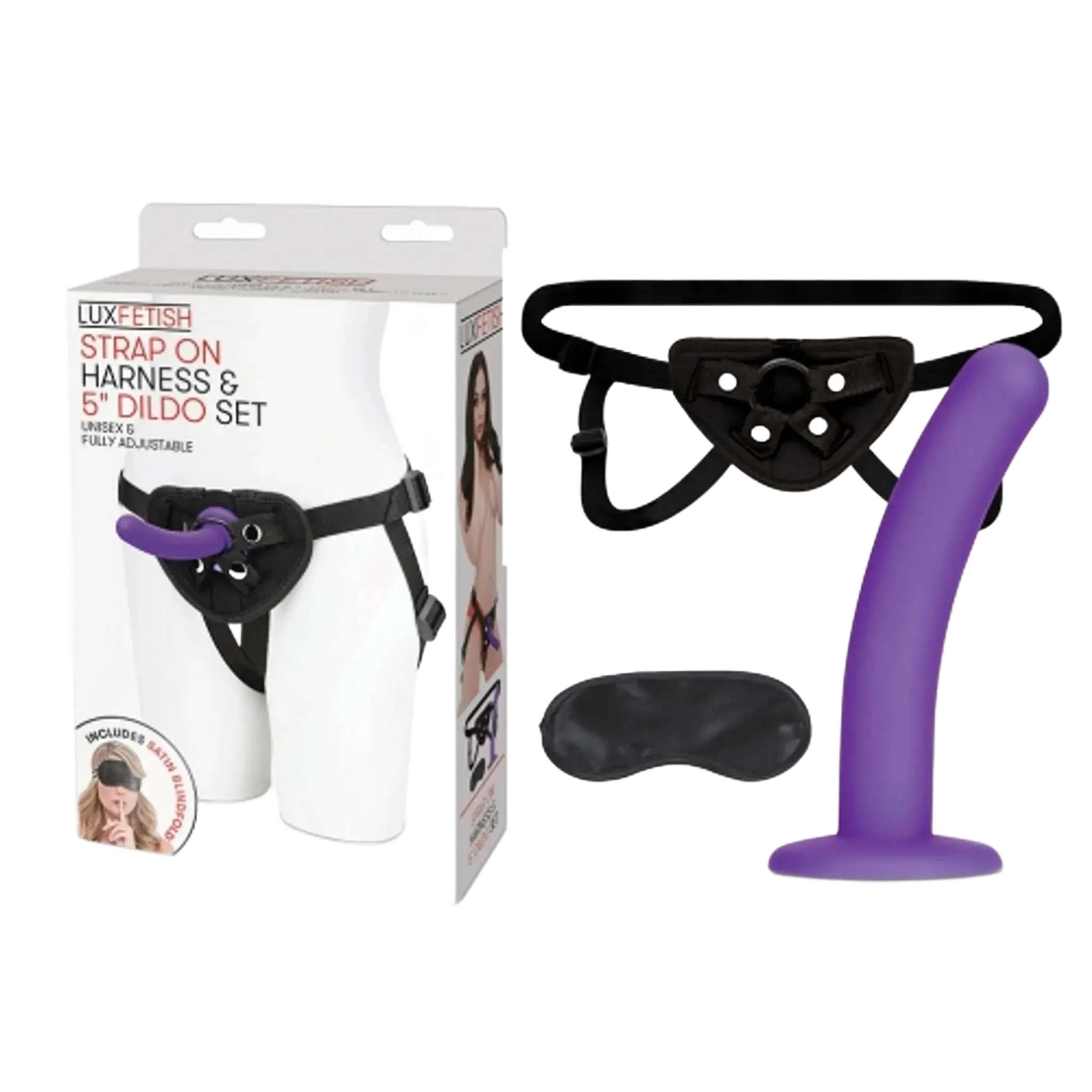 LUX FETISH STRAP ON HARNESS & 5IN DILDO SET Electric / Hustler Lingerie