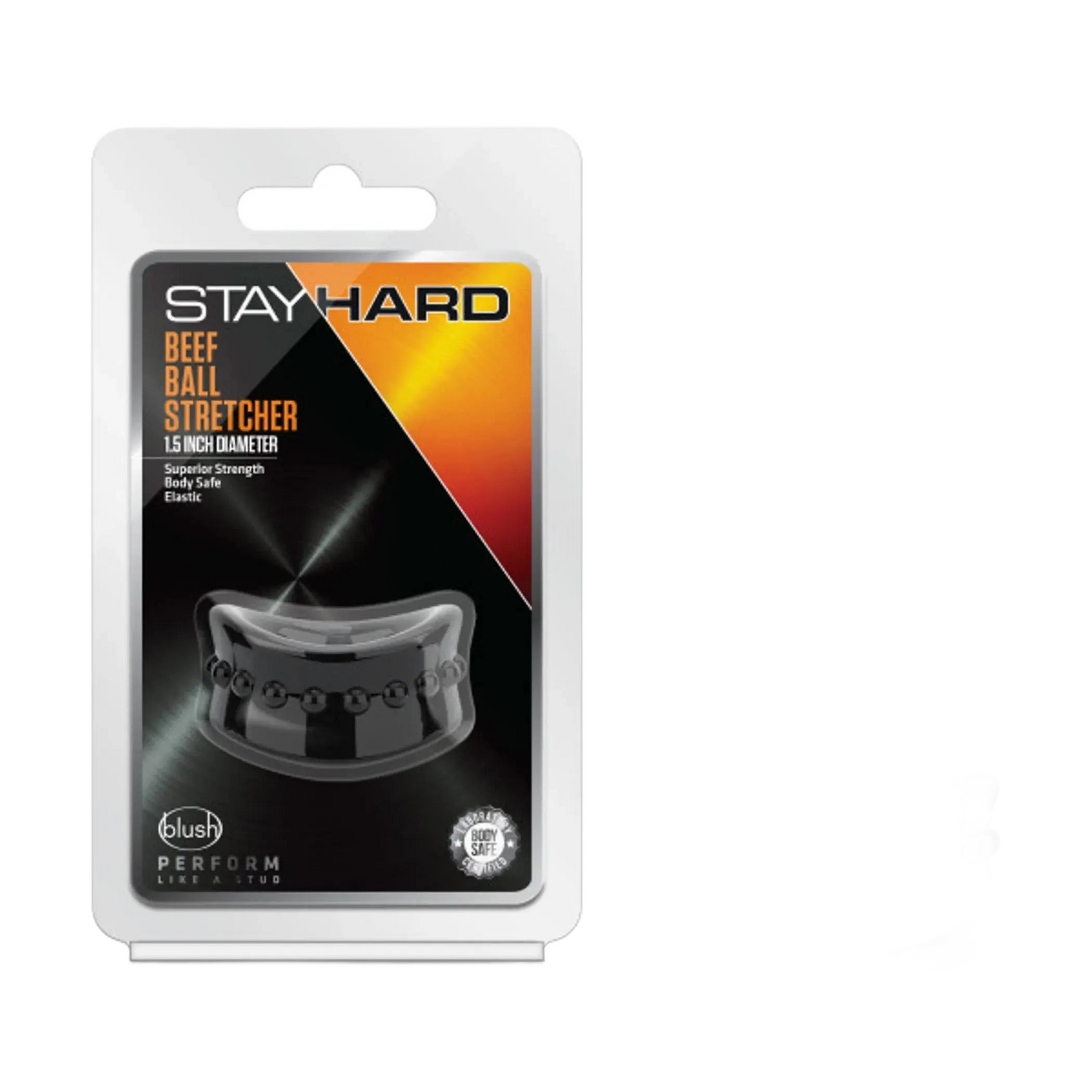 STAY HARD BEEF BALL STRETCHER 1.5IN DIAMETER BLACK Blush Novelties
