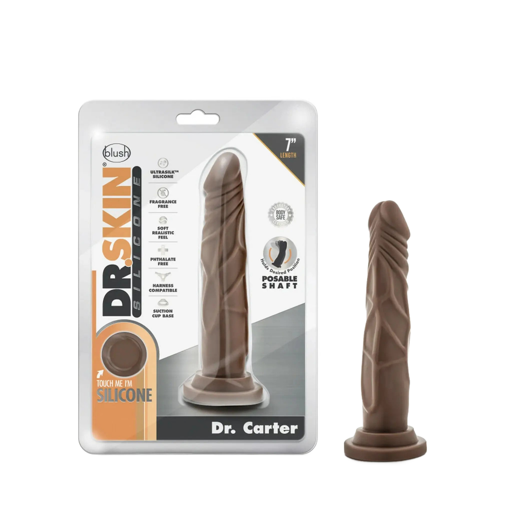 DR SKIN SILICONE DR CARTER 7 IN CHOCOLATE Blush Novelties