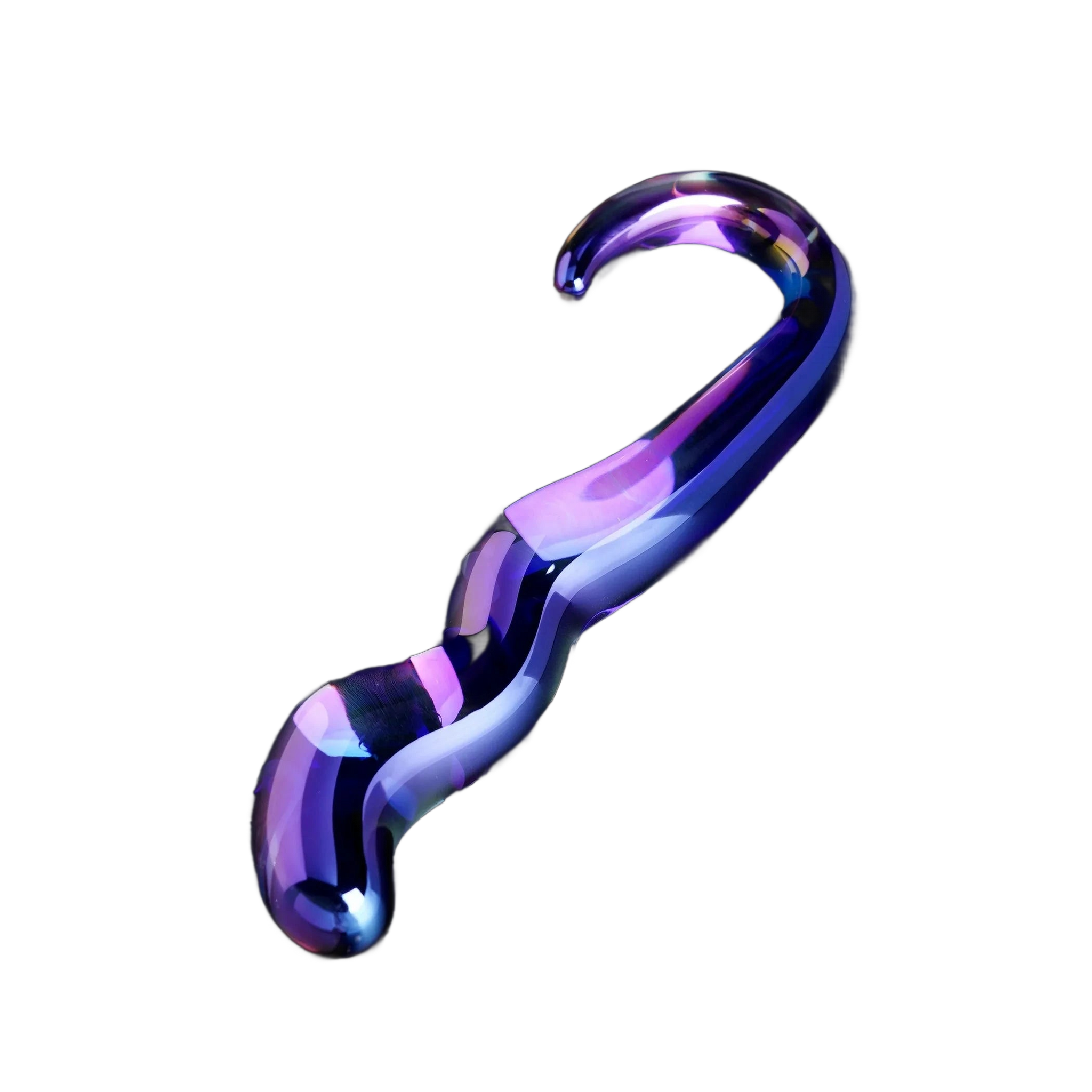 Blue Flame Color Curved Glass Dildo OEJ
