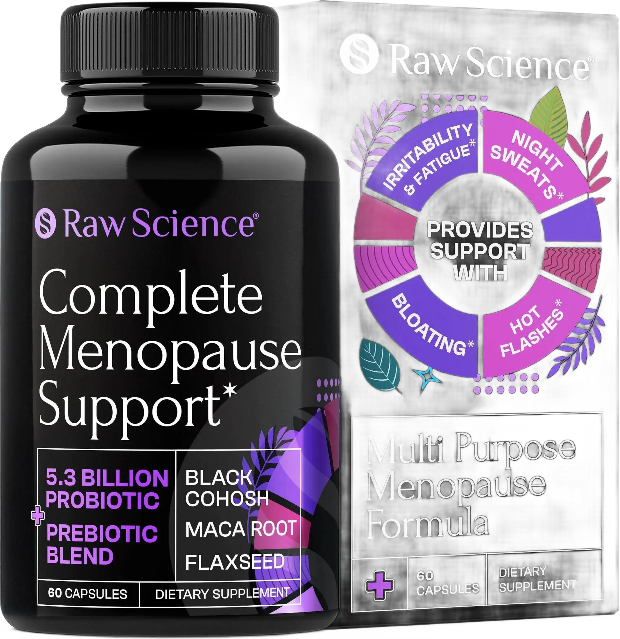 Menopause Supplements for Women Black Cohosh for Menopause Hot Flashes Night Sweats & Hormone Balance with DIM Vitex Dong Quai Red Clover Complete Men S Raw Science
