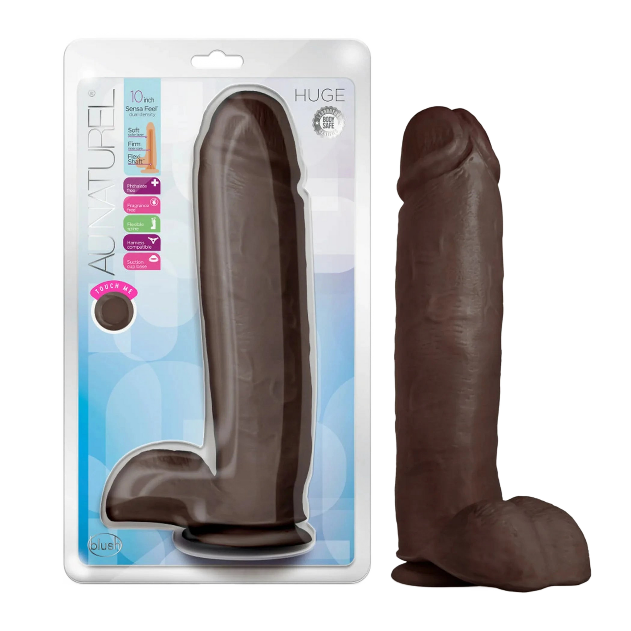 AU NATUREL HUGE 10IN DILDO CHOCOLATE Blush Novelties