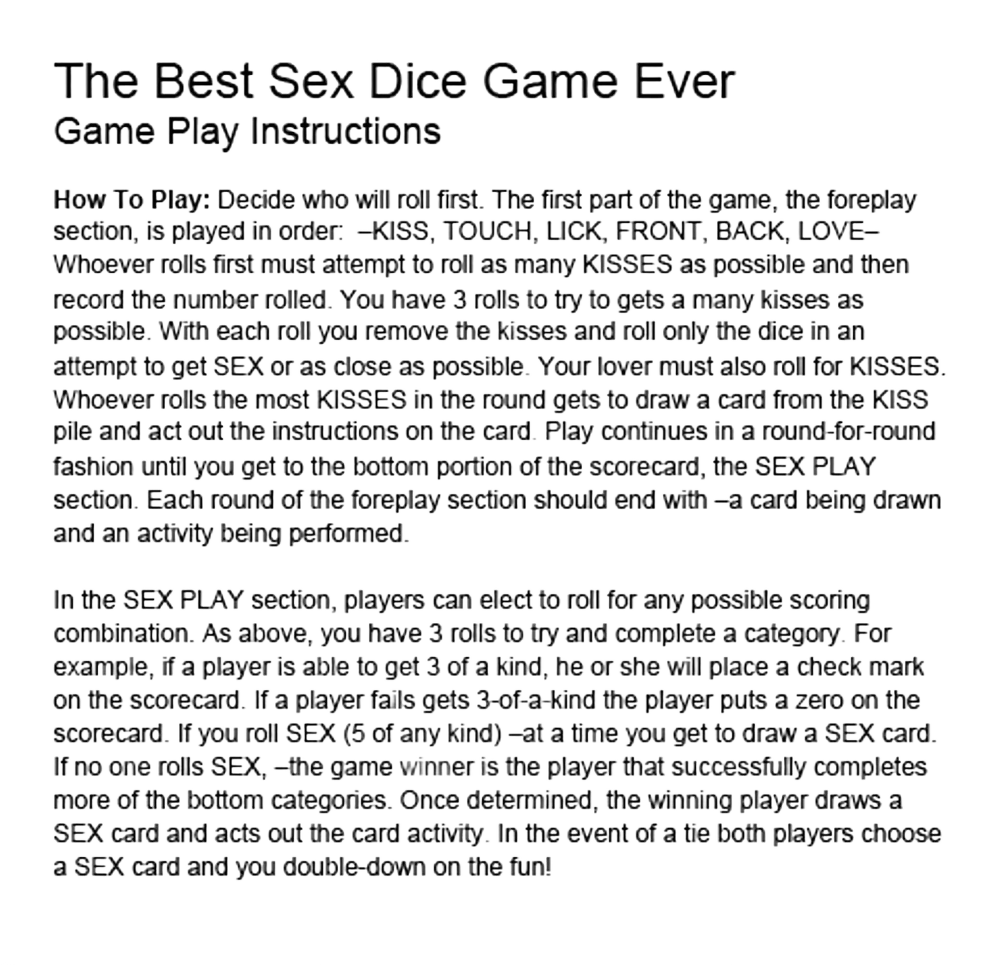 THE BEST SEX DICE GAME EVER Little Genie