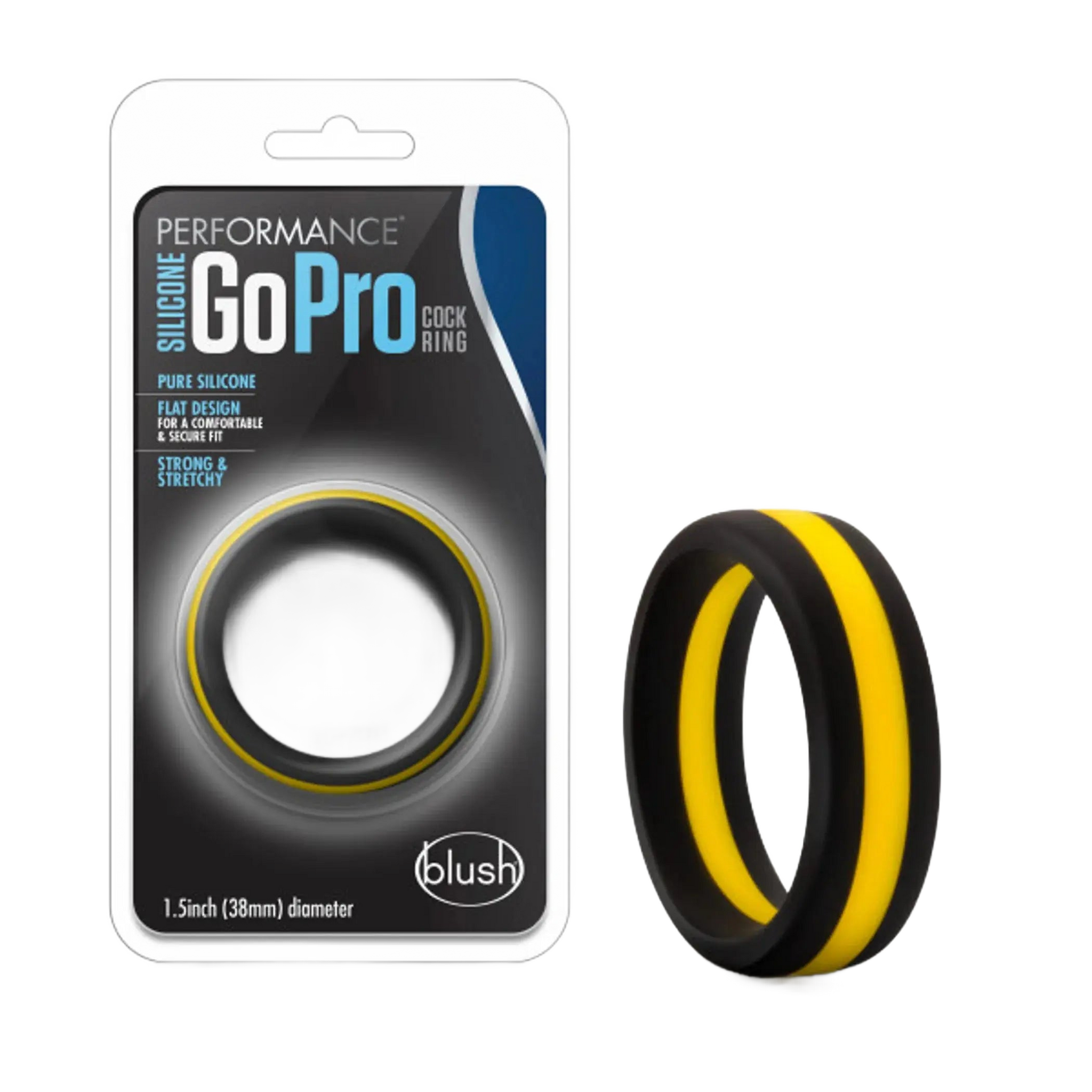 PERFORMANCE SILICONE GO PRO COCK RING BLACK/GOLD/BLACK Blush Novelties