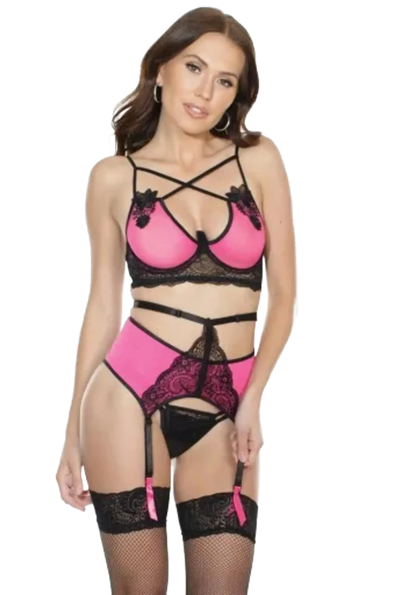 Coquette Bra Garter & Crotchless G-String Coquette